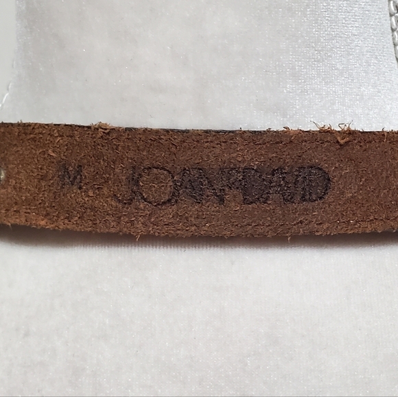 Vintage Joan & David Brown Leather Copper Stud Pointed Buckle Belt Medium